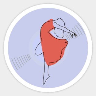 Vinyl - Ballerina dancer minimalist line art (blue) Sticker